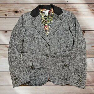 CAbi BLACK & WHITE  EQUESTRIAN‎ WOOL BLEND TWEED  FOX HUNTER   BLAZER  SZ 8